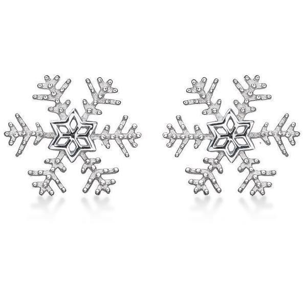 Image of Støvring Design sterling sølv øreringe, Snowflake med blank overflade, model 10223541