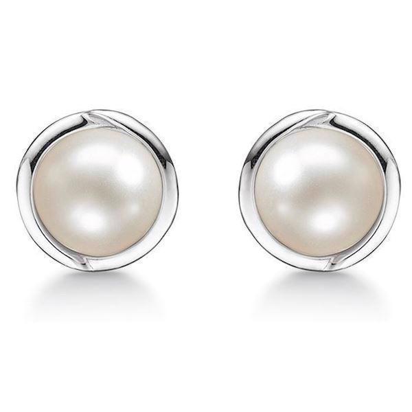 Image of Støvring Design sterling sølv ørestikker, Perle med blank overflade, model 10223573