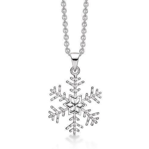 Image of Støvring Design sterling sølv vedhæng med kæde, Snowflake med blank overflade, model 16223541