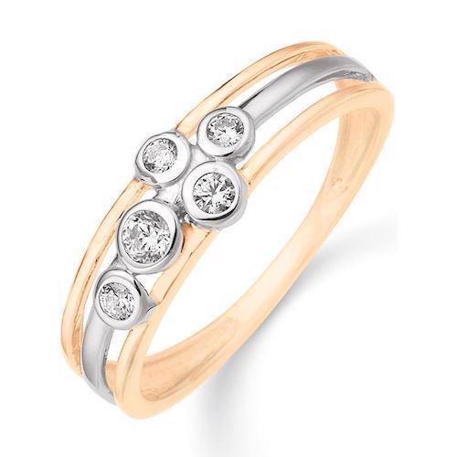 Image of Støvring Design 8 kt. Guld/Hvid fingerring, med blank overflade, model 62245021