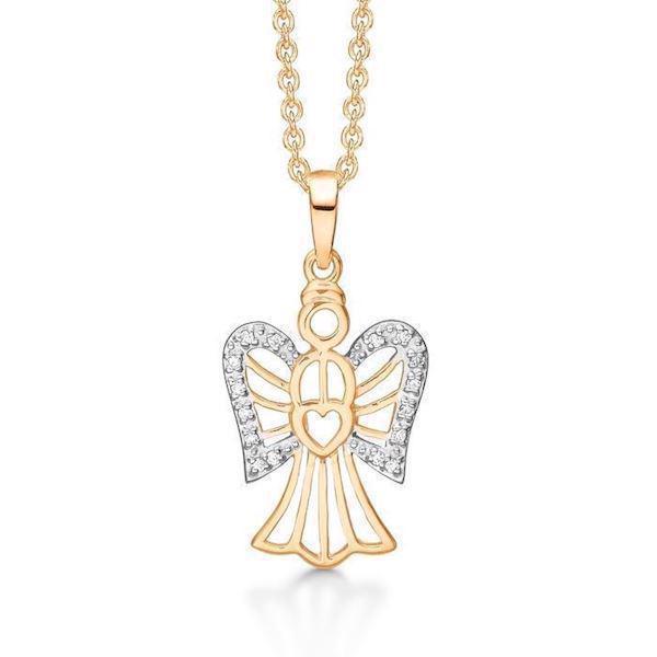 Image of Støvring Design 8 kt guld vedhæng med kæde, Skytsengel med blank overflade, model 66205955
