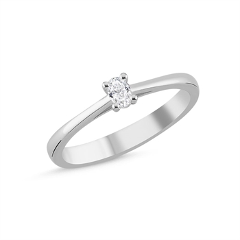 14 kt hvidguld The One Oval ring med i alt 0,13 ct Diamant Wesselton SI