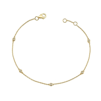Nuran 14 kt rødguld armbånd med 5 diamanter, ialt 0,125 ct W/SI
