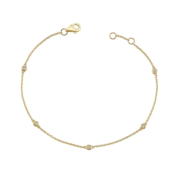 Nuran 14 kt rødguld armbånd med 5 diamanter, ialt 0,125 ct W/SI